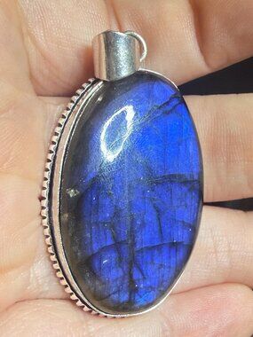 Labradorite Pendant | Royal Blue Flash | Oval | Reduced | 1.75 Inches